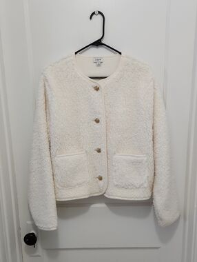 J. Crew Women's Ivory Sherpa Jacket Size Large